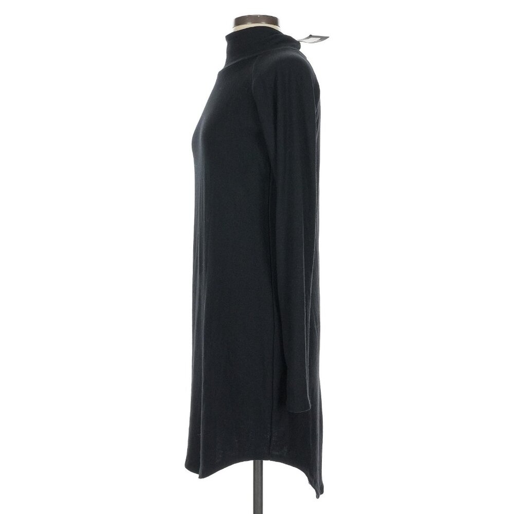 NWT Chaser Black Long Sleeve Turtleneck Shirttail Hem Raglan Mini Sweater Dress - Picture 5 of 9